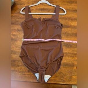 Brown Bodysuit with Sporty Tank Design
